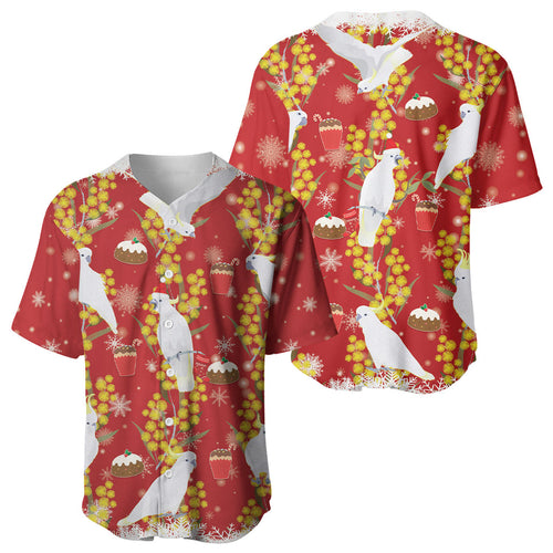 Australia Sulphur-crested Cockatoo Christmas Baseball Jersey Aussie Golden Wattle Seamless Style