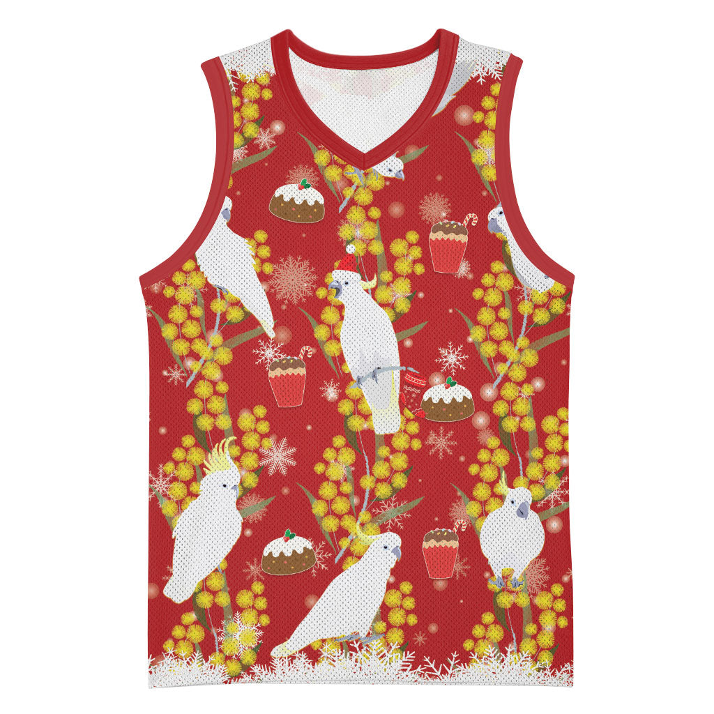 Australia Sulphur-crested Cockatoo Christmas Basketball Jersey Aussie Golden Wattle Seamless Style
