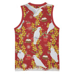 Australia Sulphur-crested Cockatoo Christmas Basketball Jersey Aussie Golden Wattle Seamless Style