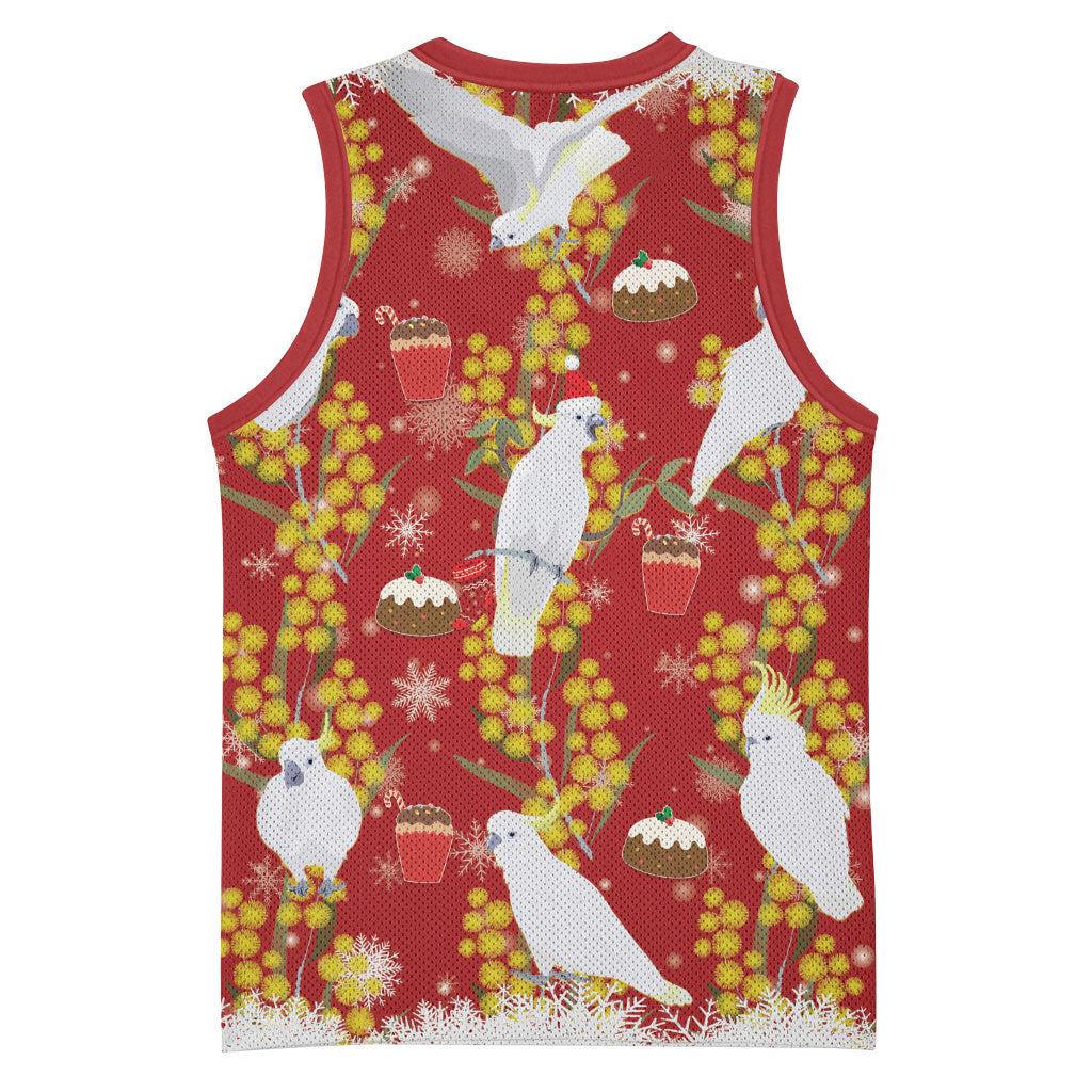 Australia Sulphur-crested Cockatoo Christmas Basketball Jersey Aussie Golden Wattle Seamless Style
