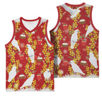 Australia Sulphur-crested Cockatoo Christmas Basketball Jersey Aussie Golden Wattle Seamless Style