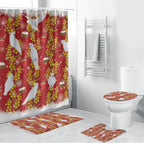Australia Sulphur-crested Cockatoo Christmas Bathroom Set Aussie Golden Wattle Seamless Style