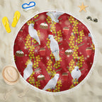 Australia Sulphur-crested Cockatoo Christmas Beach Blanket Aussie Golden Wattle Seamless Style