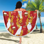 Australia Sulphur-crested Cockatoo Christmas Beach Blanket Aussie Golden Wattle Seamless Style