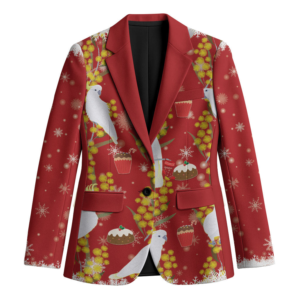 Australia Sulphur-crested Cockatoo Christmas Blazer Aussie Golden Wattle Seamless Style