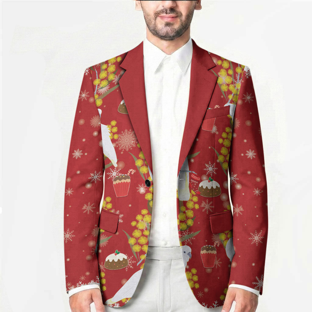Australia Sulphur-crested Cockatoo Christmas Blazer Aussie Golden Wattle Seamless Style