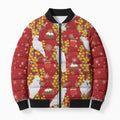 Australia Sulphur-crested Cockatoo Christmas Bomber Puffer Jacket Aussie Golden Wattle Seamless Style