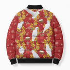 Australia Sulphur-crested Cockatoo Christmas Bomber Puffer Jacket Aussie Golden Wattle Seamless Style