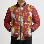 Australia Sulphur-crested Cockatoo Christmas Bomber Puffer Jacket Aussie Golden Wattle Seamless Style