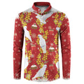 Australia Sulphur-crested Cockatoo Christmas Button Sweatshirt Aussie Golden Wattle Seamless Style