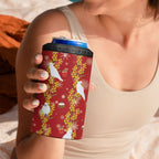 Australia Sulphur-crested Cockatoo Christmas 4 in 1 Can Cooler Tumbler Aussie Golden Wattle Seamless Style