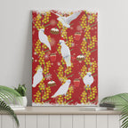Australia Sulphur-crested Cockatoo Christmas Canvas Wall Art Aussie Golden Wattle Seamless Style
