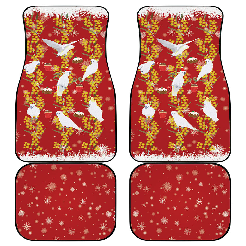Australia Sulphur-crested Cockatoo Christmas Car Mats Aussie Golden Wattle Seamless Style
