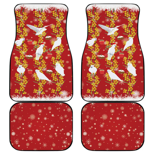 Australia Sulphur-crested Cockatoo Christmas Car Mats Aussie Golden Wattle Seamless Style