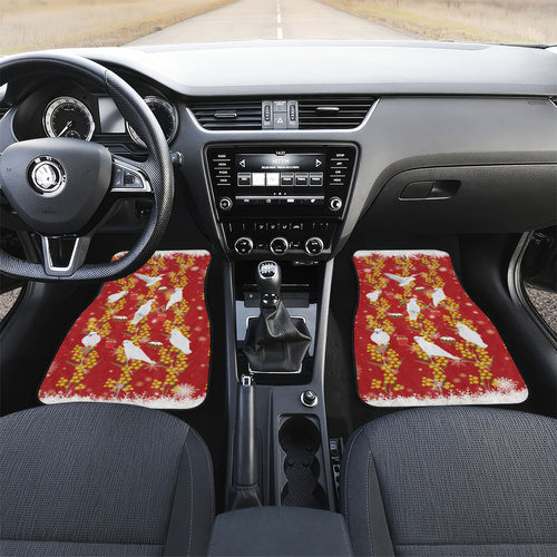 Australia Sulphur-crested Cockatoo Christmas Car Mats Aussie Golden Wattle Seamless Style