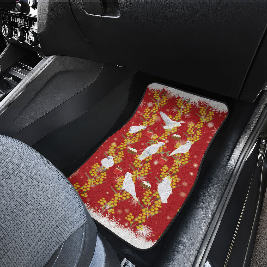 Australia Sulphur-crested Cockatoo Christmas Car Mats Aussie Golden Wattle Seamless Style