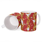 Australia Sulphur-crested Cockatoo Christmas Ceramic Mug Aussie Golden Wattle Seamless Style
