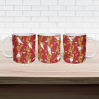 Australia Sulphur-crested Cockatoo Christmas Ceramic Mug Aussie Golden Wattle Seamless Style