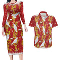 Australia Sulphur-crested Cockatoo Christmas Couples Matching Long Sleeve Bodycon Dress and Hawaiian Shirt Aussie Golden Wattle Seamless Style