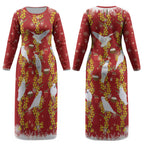 Australia Sulphur-crested Cockatoo Christmas Couples Matching Long Sleeve Bodycon Dress and Long Sleeve Button Shirt Aussie Golden Wattle Seamless Style LT22
