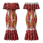 Australia Sulphur-crested Cockatoo Christmas Couples Matching Mermaid Dress and Hawaiian Shirt Aussie Golden Wattle Seamless Style LT22