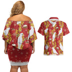 Australia Sulphur-crested Cockatoo Christmas Couples Matching Off Shoulder Short Dress and Hawaiian Shirt Aussie Golden Wattle Seamless Style