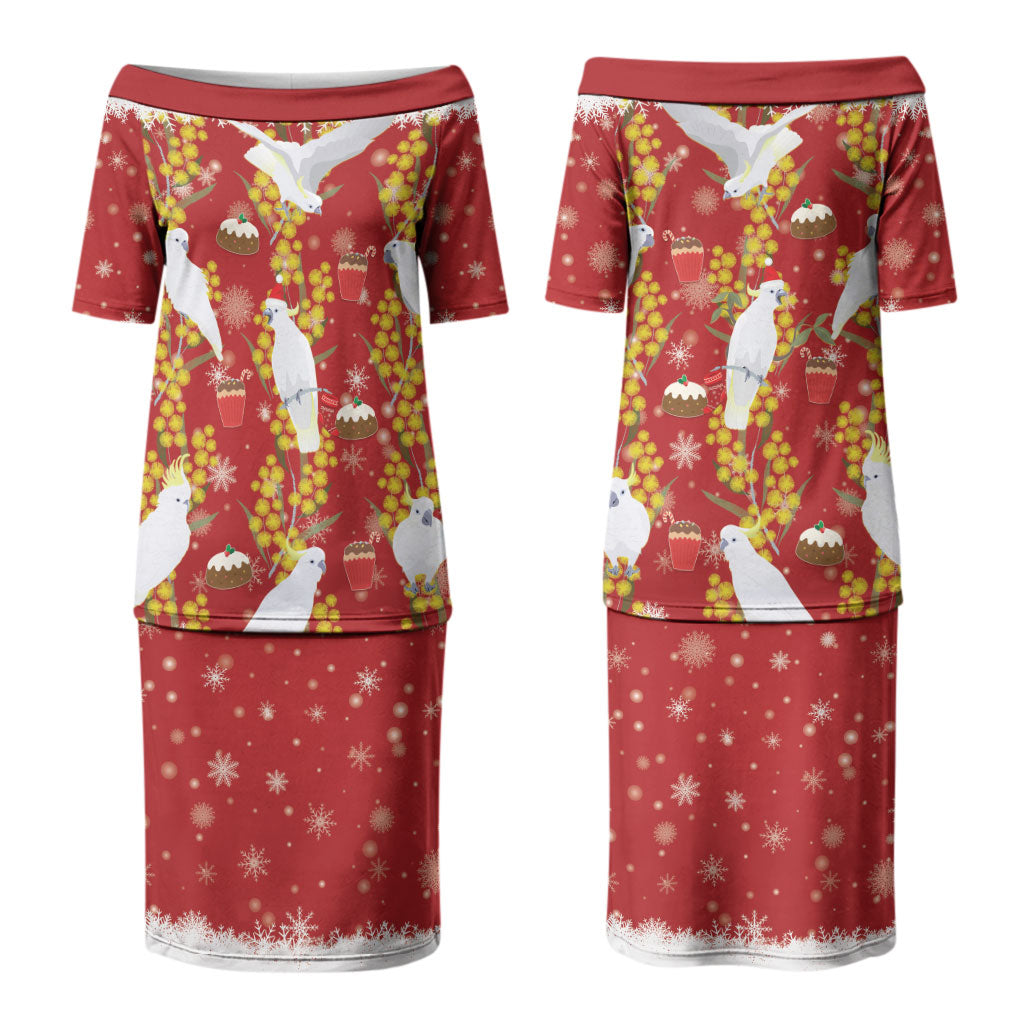 Australia Sulphur-crested Cockatoo Christmas Couples Matching Puletasi and Hawaiian Shirt Aussie Golden Wattle Seamless Style LT22