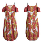 Australia Sulphur-crested Cockatoo Christmas Couples Matching Summer Maxi Dress and Long Sleeve Button Shirt Aussie Golden Wattle Seamless Style LT22