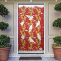 Australia Sulphur-crested Cockatoo Christmas Door Cover Aussie Golden Wattle Seamless Style