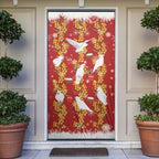 Australia Sulphur-crested Cockatoo Christmas Door Cover Aussie Golden Wattle Seamless Style