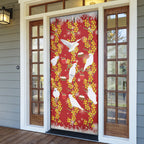 Australia Sulphur-crested Cockatoo Christmas Door Cover Aussie Golden Wattle Seamless Style