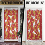 Australia Sulphur-crested Cockatoo Christmas Door Cover Aussie Golden Wattle Seamless Style