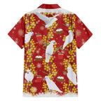 Australia Sulphur-crested Cockatoo Christmas Family Matching Long Sleeve Bodycon Dress and Hawaiian Shirt Aussie Golden Wattle Seamless Style