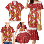 Australia Sulphur-crested Cockatoo Christmas Family Matching Mermaid Dress and Hawaiian Shirt Aussie Golden Wattle Seamless Style