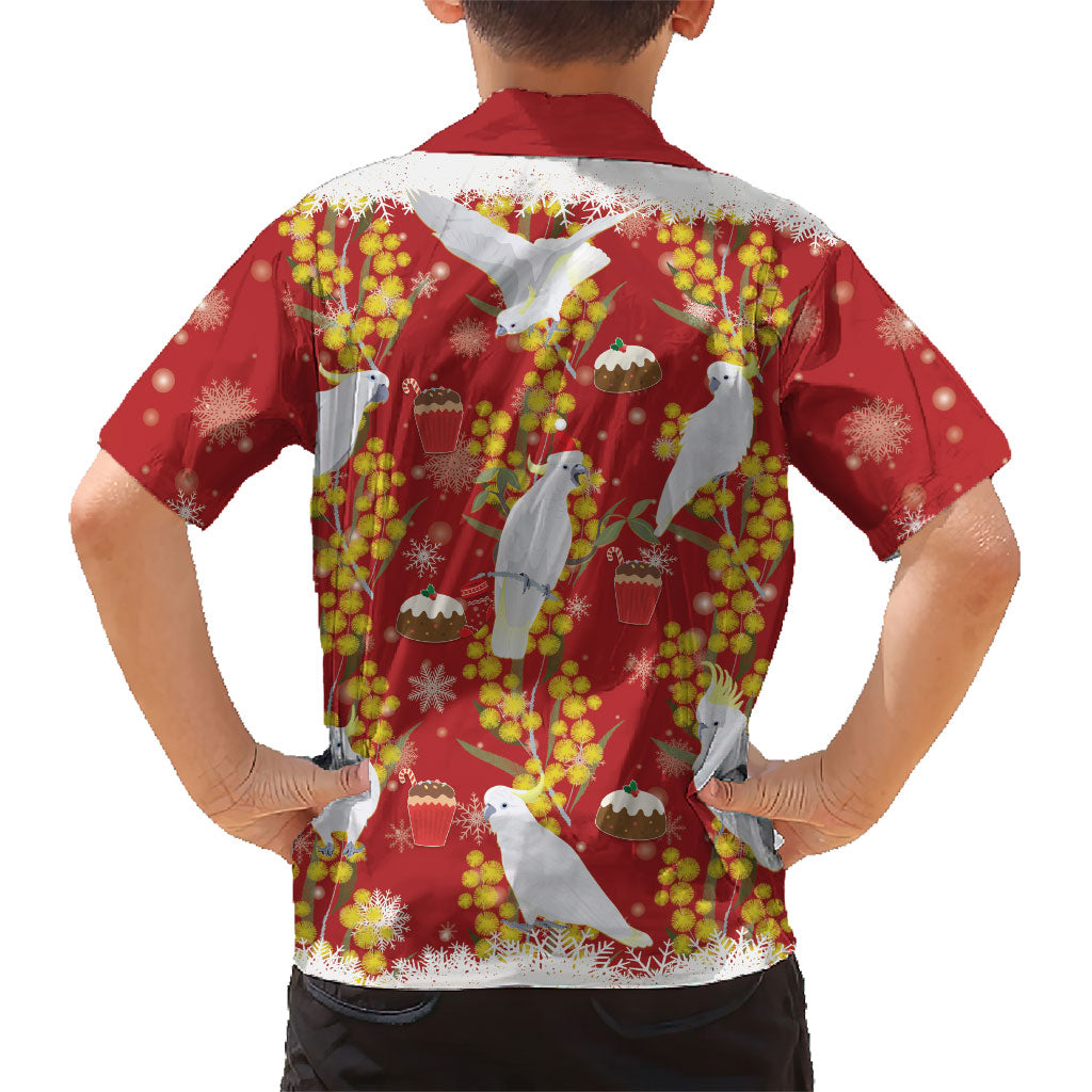 Australia Sulphur-crested Cockatoo Christmas Family Matching Mermaid Dress and Hawaiian Shirt Aussie Golden Wattle Seamless Style