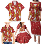 Australia Sulphur-crested Cockatoo Christmas Family Matching Puletasi and Hawaiian Shirt Aussie Golden Wattle Seamless Style