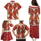 Australia Sulphur-crested Cockatoo Christmas Family Matching Puletasi and Hawaiian Shirt Aussie Golden Wattle Seamless Style
