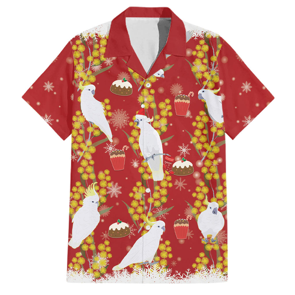 Australia Sulphur-crested Cockatoo Christmas Family Matching Puletasi and Hawaiian Shirt Aussie Golden Wattle Seamless Style