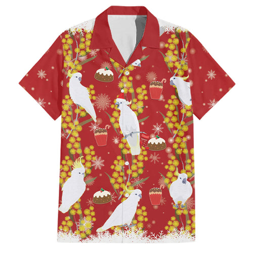 Australia Sulphur-crested Cockatoo Christmas Family Matching Puletasi and Hawaiian Shirt Aussie Golden Wattle Seamless Style