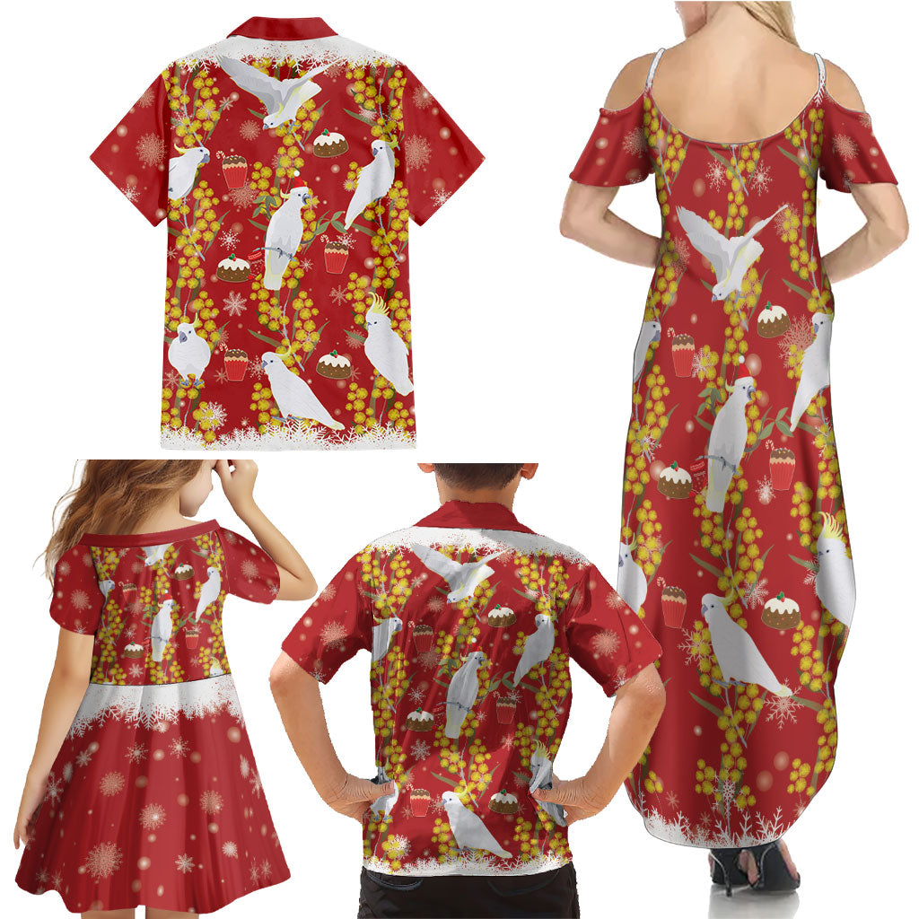 Australia Sulphur-crested Cockatoo Christmas Family Matching Summer Maxi Dress and Hawaiian Shirt Aussie Golden Wattle Seamless Style