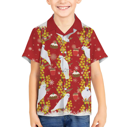 Australia Sulphur-crested Cockatoo Christmas Family Matching Tank Maxi Dress and Hawaiian Shirt Aussie Golden Wattle Seamless Style