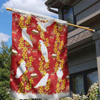 Australia Sulphur-crested Cockatoo Christmas Garden Flag Aussie Golden Wattle Seamless Style