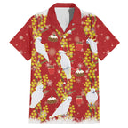 Australia Sulphur-crested Cockatoo Christmas Hawaiian Shirt Aussie Golden Wattle Seamless Style