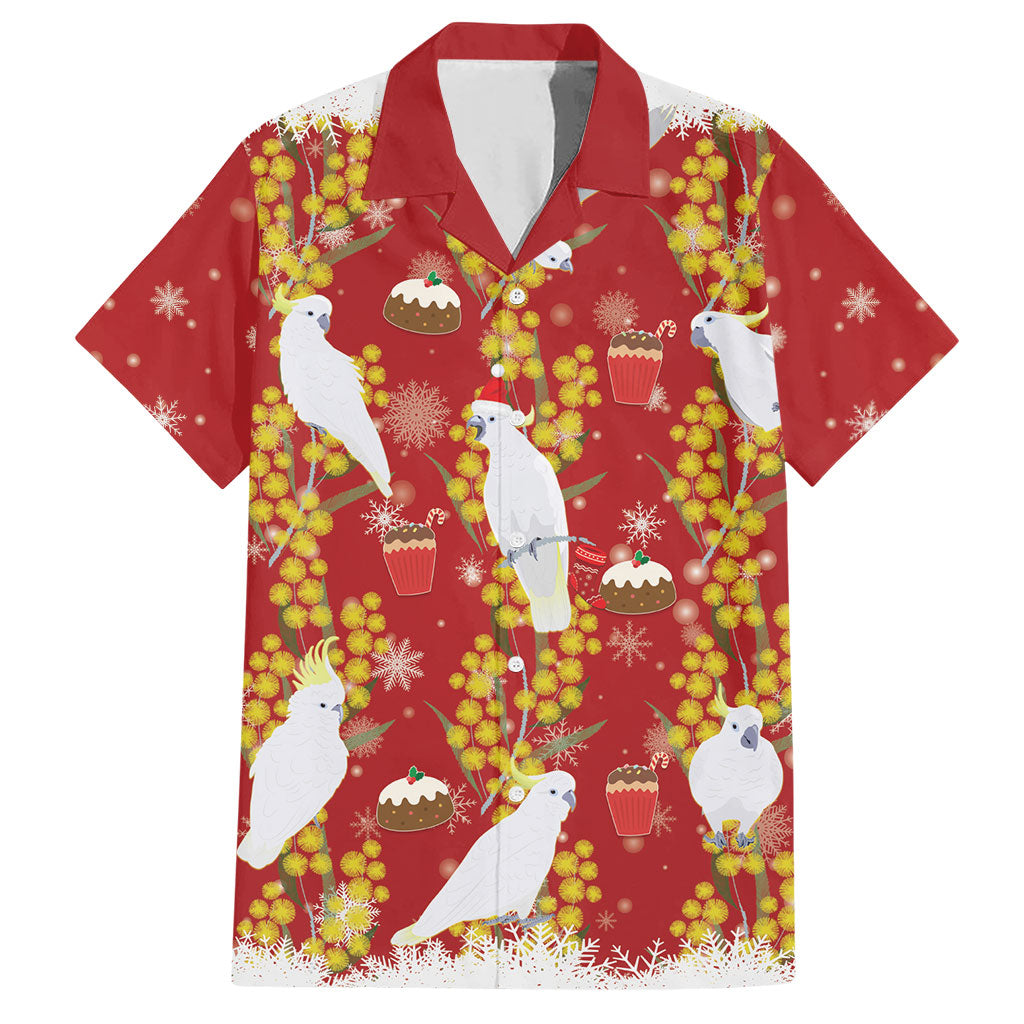 Australia Sulphur-crested Cockatoo Christmas Hawaiian Shirt Aussie Golden Wattle Seamless Style