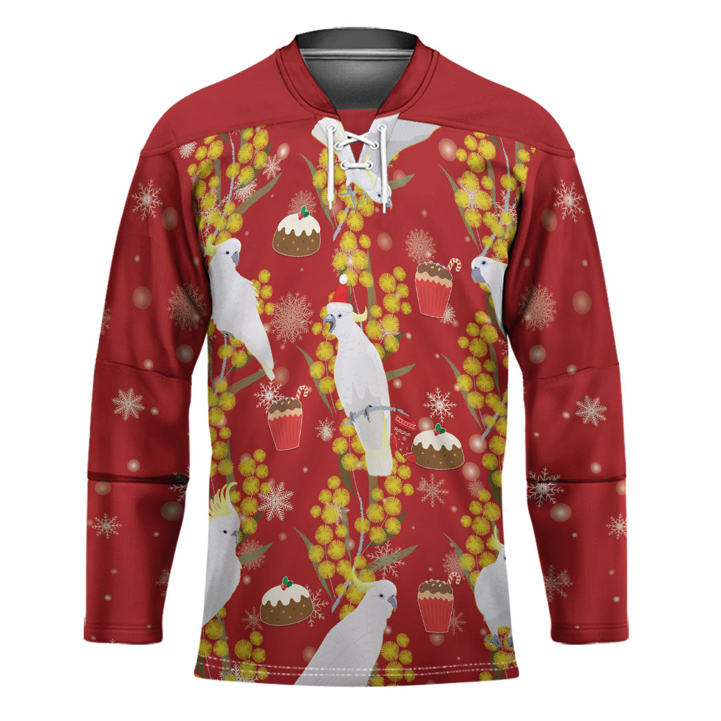 Australia Sulphur-crested Cockatoo Christmas Hockey Jersey Aussie Golden Wattle Seamless Style