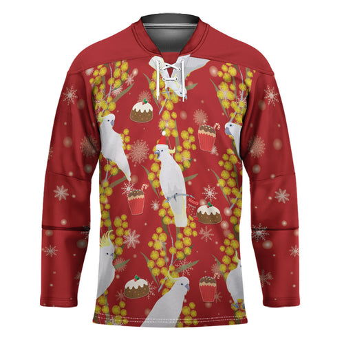 Australia Sulphur-crested Cockatoo Christmas Hockey Jersey Aussie Golden Wattle Seamless Style