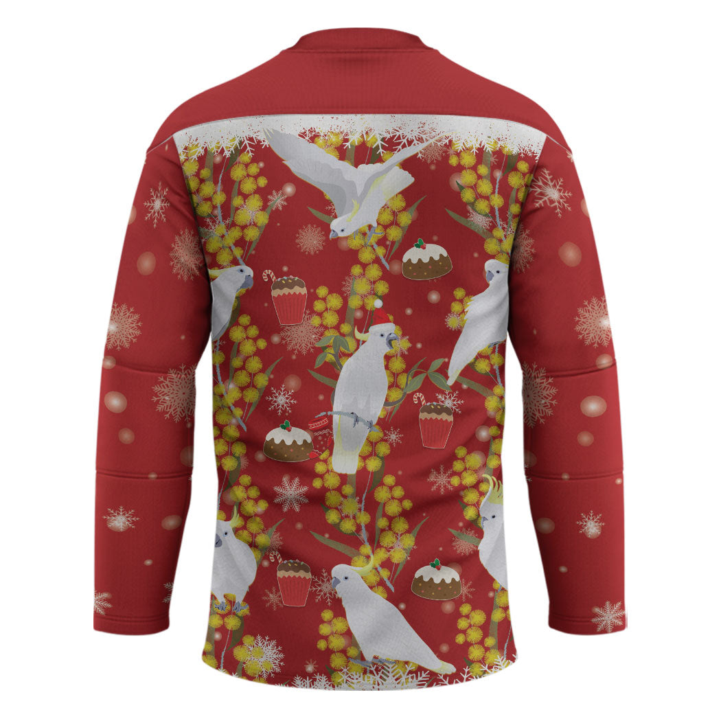 Australia Sulphur-crested Cockatoo Christmas Hockey Jersey Aussie Golden Wattle Seamless Style