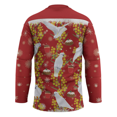 Australia Sulphur-crested Cockatoo Christmas Hockey Jersey Aussie Golden Wattle Seamless Style
