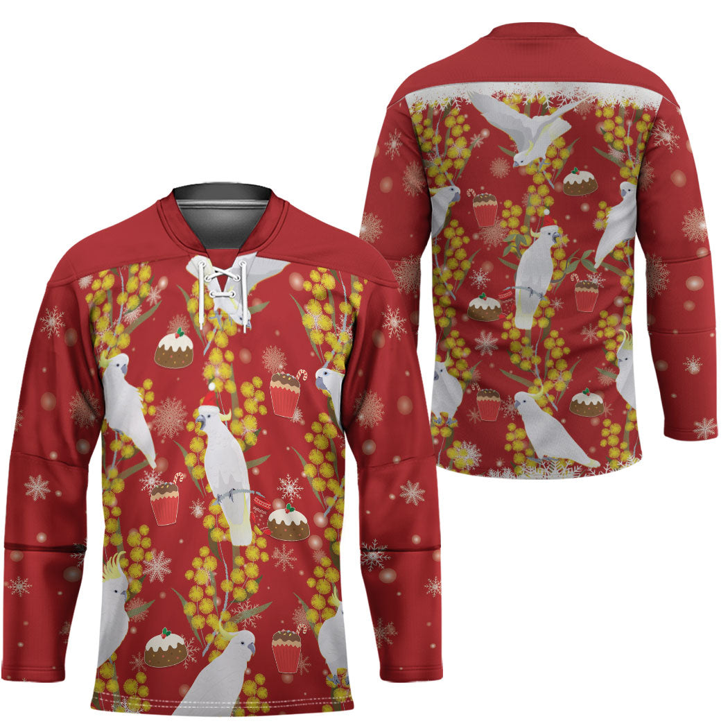 Australia Sulphur-crested Cockatoo Christmas Hockey Jersey Aussie Golden Wattle Seamless Style