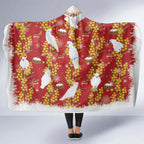 Australia Sulphur-crested Cockatoo Christmas Hooded Blanket Aussie Golden Wattle Seamless Style